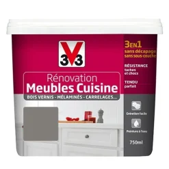 V33 Rénovation Meubles Cuisine (Bois vernis-Mélaminés-Stratifiés) Satin Seigle